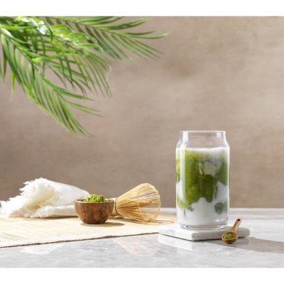 Clear Glass Can Shaped Tumbler Set, 17oz, Dishwasher Safe