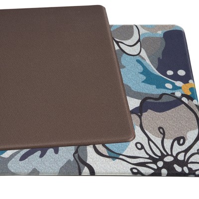 Blue and Gray Floral Anti-Fatigue Standing Mat 18" x 47"