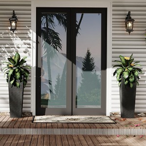 2 Pack Large Planters for Indoor Plants, Plant Pots All-Weather Use with Drainage Holes for Porch, Patio, Backyard, Black - 1 of 4