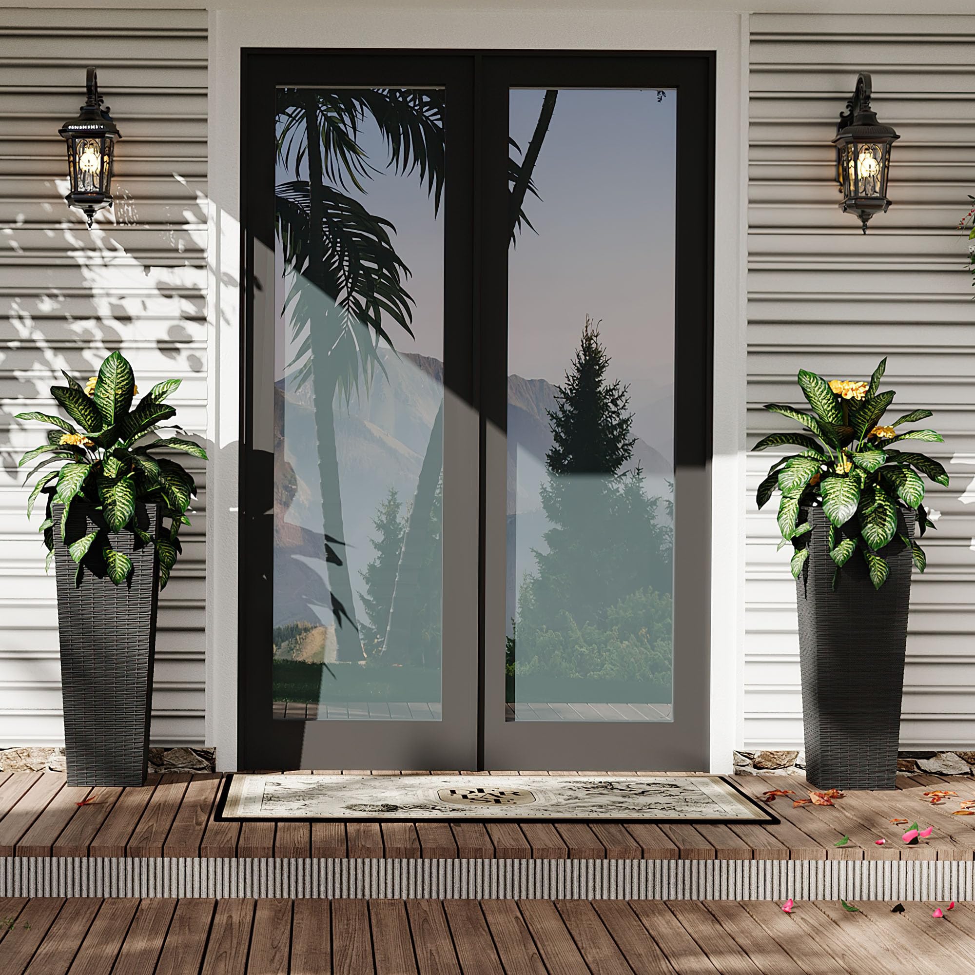2 Pack 32 inch Large Planters for Indoor Plants, Plant Pots All-Weather Use with Drainage Holes for Porch, Patio, Backyard, Black