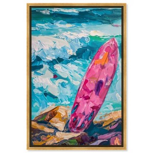 Art Remedy Just a little break Wave Colorful Coastal Wall Art Framed - 1 of 4