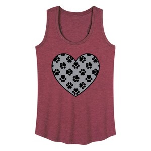 Women's - Instant Message - Paw Fill Heart Graphic Racerback Tank - 1 of 4