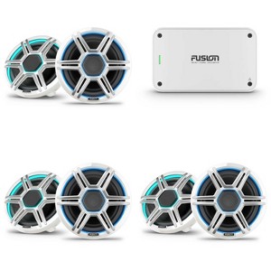 Garmin Fusion 3 Pairs Apollo AP-FL88SPW 8.8" LED Marine Speakers Sport Grills, White, Pair with Fusion MS-AP61800 150w per channel RMS @4ohm Apollo... - 1 of 4