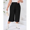 Plus Size Lightweight Wide Leg Cropped Pants for Women High Waisted Loose Casual Lounge Travel Work Sweatpants - 3 of 4