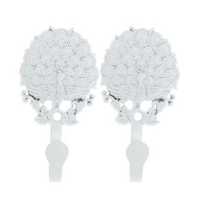 Unique Bargains Curtain Holdbacks Peacock Wall Hooks Zinc Alloy 3.74"x2.36" 1 Pair - 1 of 4