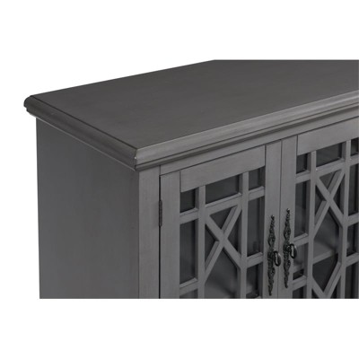 Parisian Gray 63" Transitional TV Stand with Elegant Trellis Glass