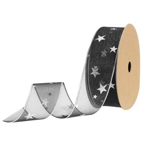 Unique Bargains Gift Wrapping Wide Star Sheer Wired Sparkly Chiffon Ribbon 1 Pc - 1 of 4