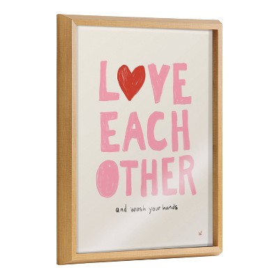 16" x 20" Blake Love Each Other by Kelly Knaga Framed Printed Glass Natural - Kate & Laurel All Things Decor