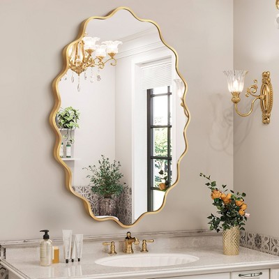 Beautyolove Oval Aluminum Alloy Framed Scalloped Wavy Wall Mirror