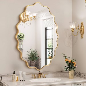 Beautyolove Oval Aluminum Alloy Framed Scalloped Wavy Wall Mirror - 1 of 4