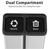 2×5.3 Gallon (20L) Dual Compartment Open Top Trash Can, Fingerprint Proof Brushed Stainless Steel, Anti-Slip Base, Garbage Bag Fixing Holes, Silver - 4 of 4