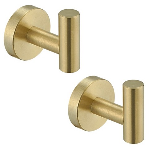 Bathroom Double Hook Brushed Gold, Sus304 Stainless Steel Bath Towel  Holder, Double Robe Hanger Wall Mount