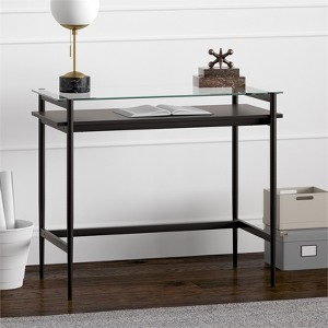 36" Black Bronze Desk with Black Woodgrain Shelf - Henn&Hart - 1 of 4