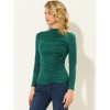 INSPIRE CHIC Women's Long Sleeve High Neck Ruched Front Fitted Blouse - 3 of 4