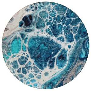 Teal Blue And Navy Blue Nautical Washable Indoor Outdoor Area Rug - 1 of 4