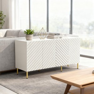 Garvee 63" Sideboard Buffet Cabinet, Modern Accent Cabinet With 4 Doors & Shelves, Waterproof  White TV Stands for Living Room Dining Room - 1 of 4