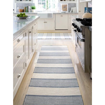 Ivory Striped Handwoven Cotton Area Rug 8' x 10'