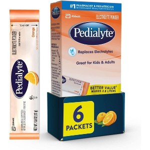 Abbott Pedialyte Electrolyte Orange Drink, Powder Sticks, 0.6 Ounce, 6 Count - 1 of 4