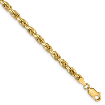 Black Bow Jewelry 4mm, 14k Yellow Gold, D/C Quadruple Rope Chain Bracelet