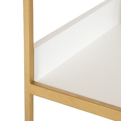 Elegant White and Gold 3-Tier Floating Wooden Wall Shelf