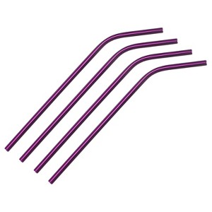 Unique Bargains Smooth Large Cocktail Juice Reusable Metal Straw 4 Pcs - 1 of 4