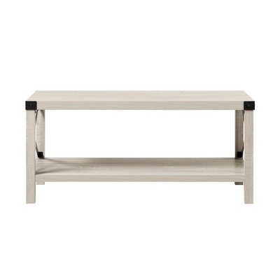NicBex Rustic Farmhouse Coffee Table Industrial Metal-X Frame & Lower Shelf Easy Assembly for Living Room