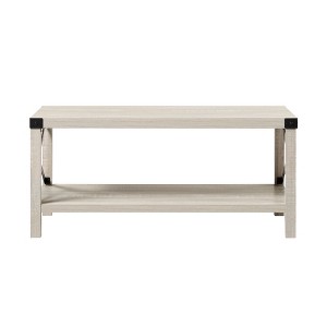 NicBex Rustic Farmhouse Coffee Table Industrial Metal-X Frame & Lower Shelf Easy Assembly for Living Room - 1 of 4