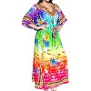 LA LEELA Women's House Daily Routine Evening Wear Loungewear Maxi Kaftan Casual Long Slit Dress Caftan Dresses for Women One Size Multicolored, Floral - 2 of 4