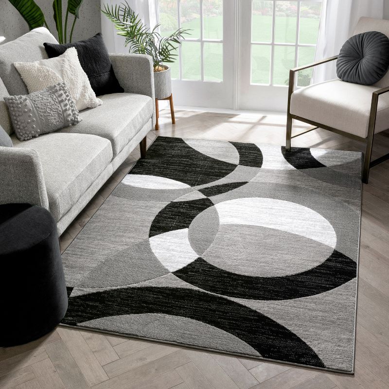 Well Woven Casual Modern Styling Shapes Circles Area Rug, 3 of 10