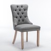 Nikki Collection Modern, High-end Tufted Solid Wood Contemporary Flax Upholstered Linen Dining Chair with Wood Legs Nailhead Trim 2-Pcs Set,Gray - 2 of 4