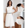 INSPIRE CHIC Women's Work Crew Neck Sleeveless Button Decor Belted A Line Midi Dresses - 2 of 4