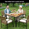 ELJGET 5/7 Pieces Patio Dining Table Sets, All Weather Patio Conversation Set with Acacia Wood Table Top and Umbrella Hole, Rattan Outdoor, Beige - 3 of 4