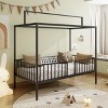 KWPZQEB Montessori Metal Floor Bed, Twin/Full Size Bed with Fence & Sturdy Metal Slats Support, House Beds with Roof for Kids, Easy Assembly - 3 of 4