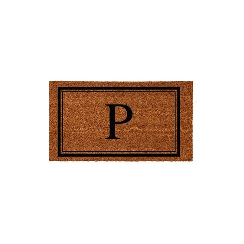 Evergreen Monogram Indoor Outdoor 100% Natural Coir Doormat 28" x 16" |  Letter  "P" - image 1 of 3