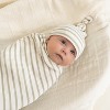 Organic Swaddle Blanket & Hat Set - Sage Stripes - 3 of 4
