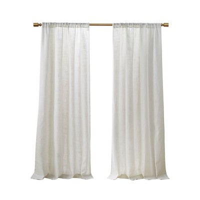 Vynxaria 52"Wx84"L Linen Blend Light Filtering Curtain Panel Pair,White(2 Pcs Window Panels)