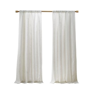 Vynxaria 52"Wx84"L Linen Blend Light Filtering Curtain Panel Pair,White(2 Pcs Window Panels) - 1 of 4