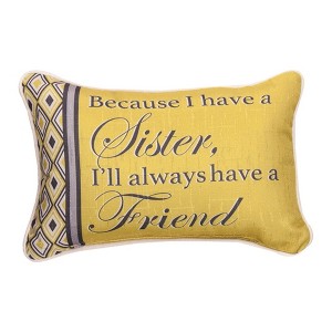 Word Accent Pillow 12.5x8"– Sister and Best Friend Sentiment by Manual Woodworkers and Weavers - 1 of 3