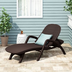 PAGED Patio Chaise Lounge Modern Wicker Recliner with Cushion Tiltable Lounge Chair for Garden, Poolside - 1 of 4