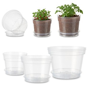 6-Pack Clear Plastic Plant Pots with Saucers, Heavy Duty Nursery Planters  with Drainage Holes for Indoor Outdoor Plants, 6in 8in 10in : Target