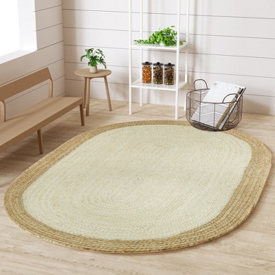 Maxax Oval Jute Rug, Natural Jute Area Rugs for Halloween Christmas Living Room Home Entryway Decor Rustic Farmhouse