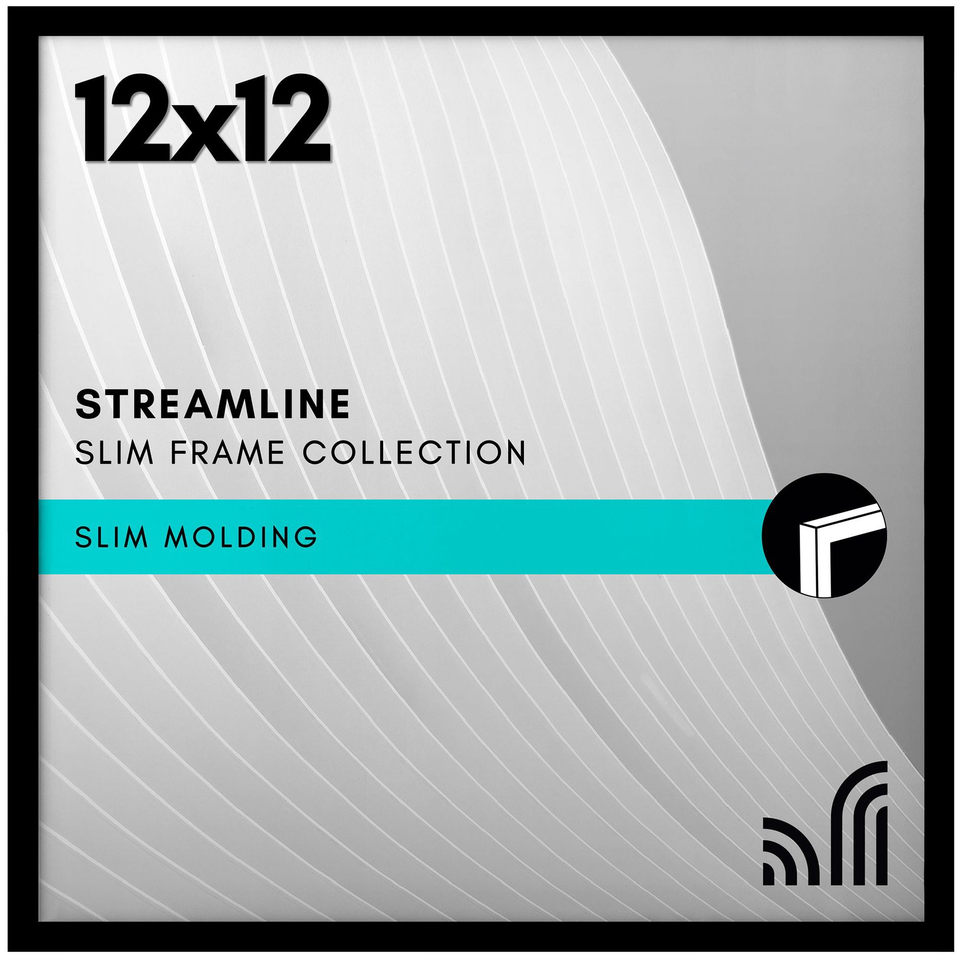 Americanflat 12x12 Picture Frame  - Streamline Collection - Thin Border Square Frame for Wall Display - Hanging Hardware Included - Black