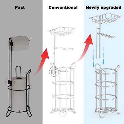 LunaLulinlk Paper Roll Dispenser with Top Storage Shelf for Bathroom-Silver