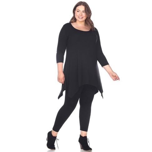 Women's Plus Size 3/4 Sleeve Makayla Tunic Top With Pockets - White ...