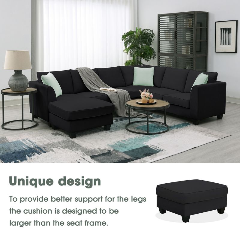 Modular Sectional Sofa 7 Seats with Ottoman L Shape Fabric Sofa Corner Couch Set with 3 Pillows RE-ModernLuxe, 5 of 13