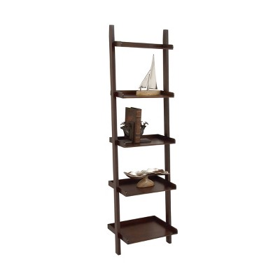 69" Brown Wooden 5-Tier Ladder Shelf