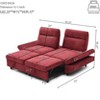 GDFStudio Eric 85" Fabric Pull-Out Sleeper Sofa with Adjustable Armrest and Backrest, Burgundy - 3 of 4