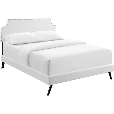 Modway Corene Full Vinyl Platform Bed with Round Splayed Legs - White