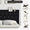 Floating Bed Frame, Modern Platform Bed Frame, Wood Slats Support, Upholstered Headboard, No Box Spring Needed, Black - 2 of 4