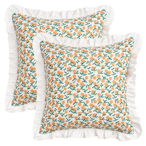 REGALWOVEN Fade-Resistant Leaf Print Ruffled Trim Bohemian Throw Pillow Cases 2 Pcs - 1 of 4